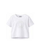 T-shirt per bambina Moschino Kids bianca con design crop HDM070LAA02 10101 MOSCHINO KIDS 