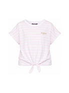 T-shirt da bambina Balmain Kids rosa con motivo a righe BY8B61 Z3657 51EBC BALMAIN KIDS 