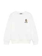 Felpa per bambini Moschino Kids bianco con ricamo Teddy Bear HUF09XLCA19 10063 MOSCHINO KIDS 