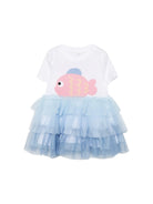 Abito per neonata Stella McCartney Kids multicolore con stampa pesciolino sul davanti TY1061 Z0434 100 STELLA McCARTNEY KIDS 