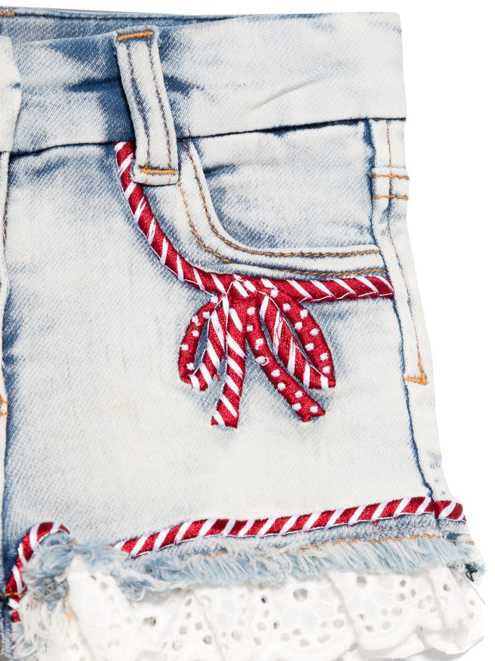Shorts per neonata Monnalisa in denim con dettagli in pizzo 39E403 5020 0062 MONNALISA 
