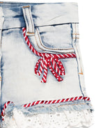 Shorts per neonata Monnalisa in denim con dettagli in pizzo 39E403 5020 0062 MONNALISA 