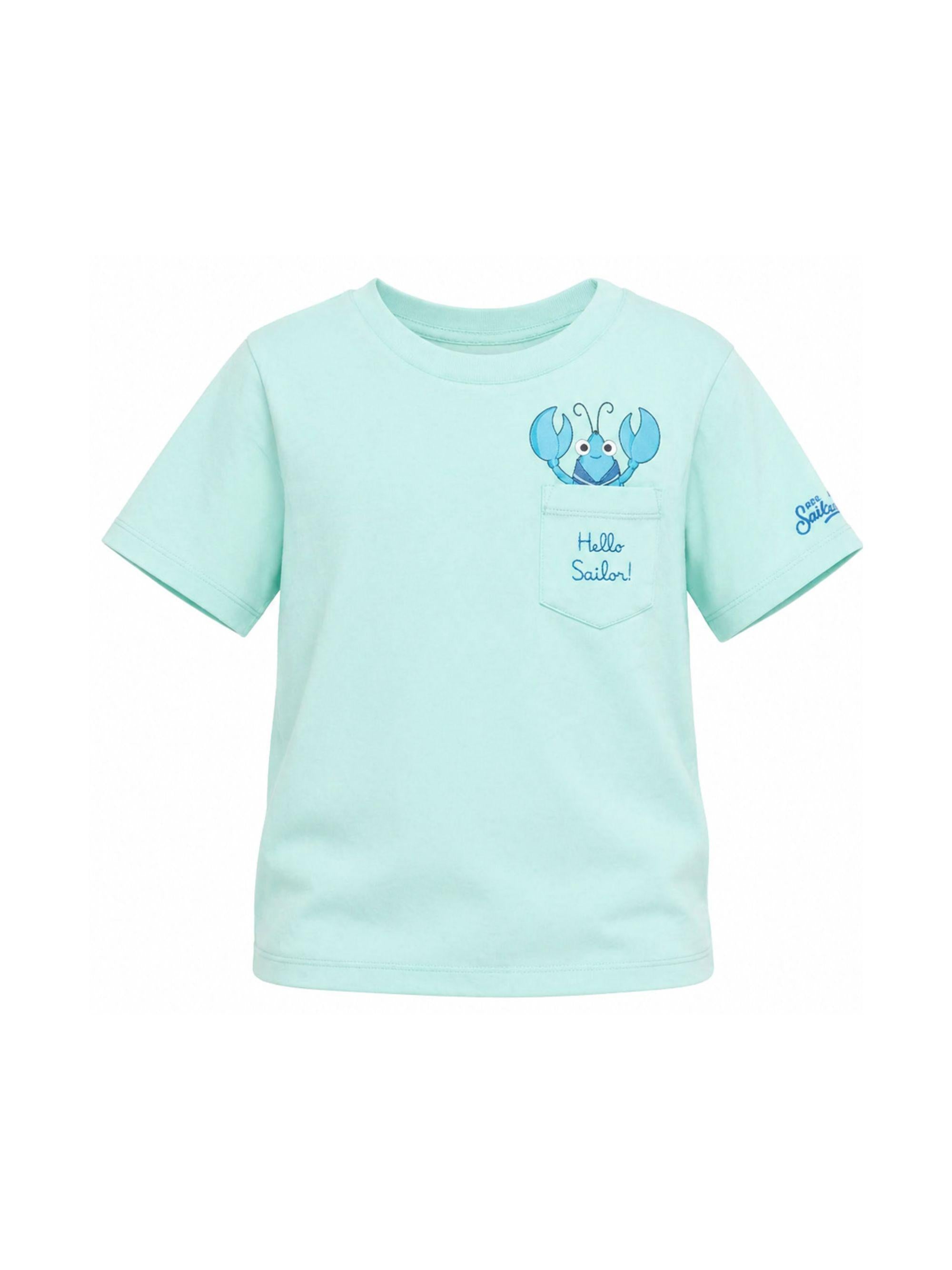 T-shirt per bambino MC2 Saint Barth Kids azzurra con ricamo sul davanti EDD0001 01946L MC2 ST. BARTH KIDS 