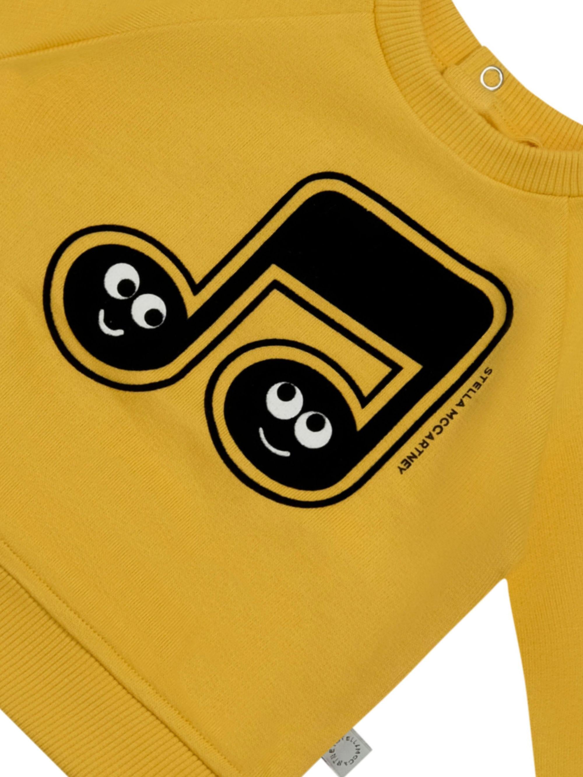Felpa per neonati Stella McCartney Kids gialla con stampa nota musicale TY4530 Z0499 251 STELLA McCARTNEY KIDS 