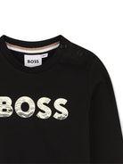 T-shirt per neonato BOSS Kids nera con stampa con logo J52467 09B BOSS KIDS 