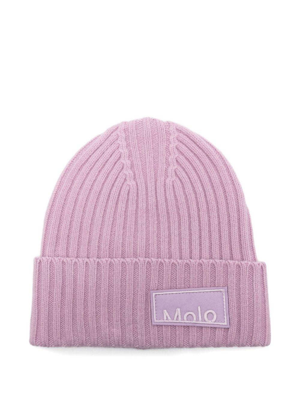 Berretto per bambina Molo rosa con logo a coste 7W25S304 8765 MOLO 