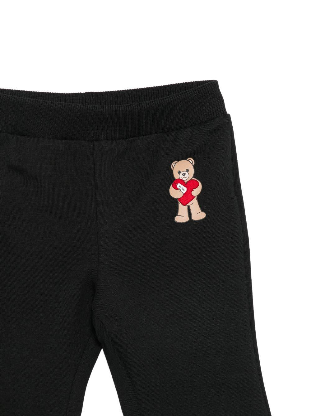 Pantaloni per neonata Moschino Kids neri con motivo Teddy Bear MDP03NLDA63 60100 MOSCHINO KIDS 