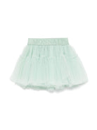Minigonna in tulle per neonata Monnalisa verde con orlo svasato 37EGON T9945 0021 MONNALISA 