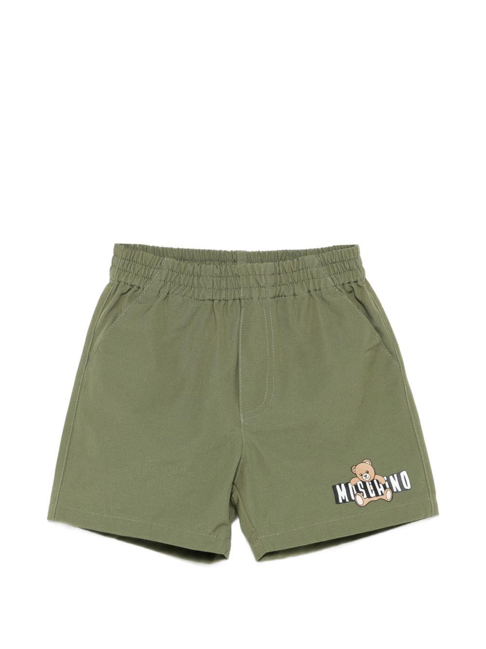 Shorts per neonato Moschino Kids verde con dettaglio Teddy Bear MUQ01NLLA14 30037 MOSCHINO KIDS 