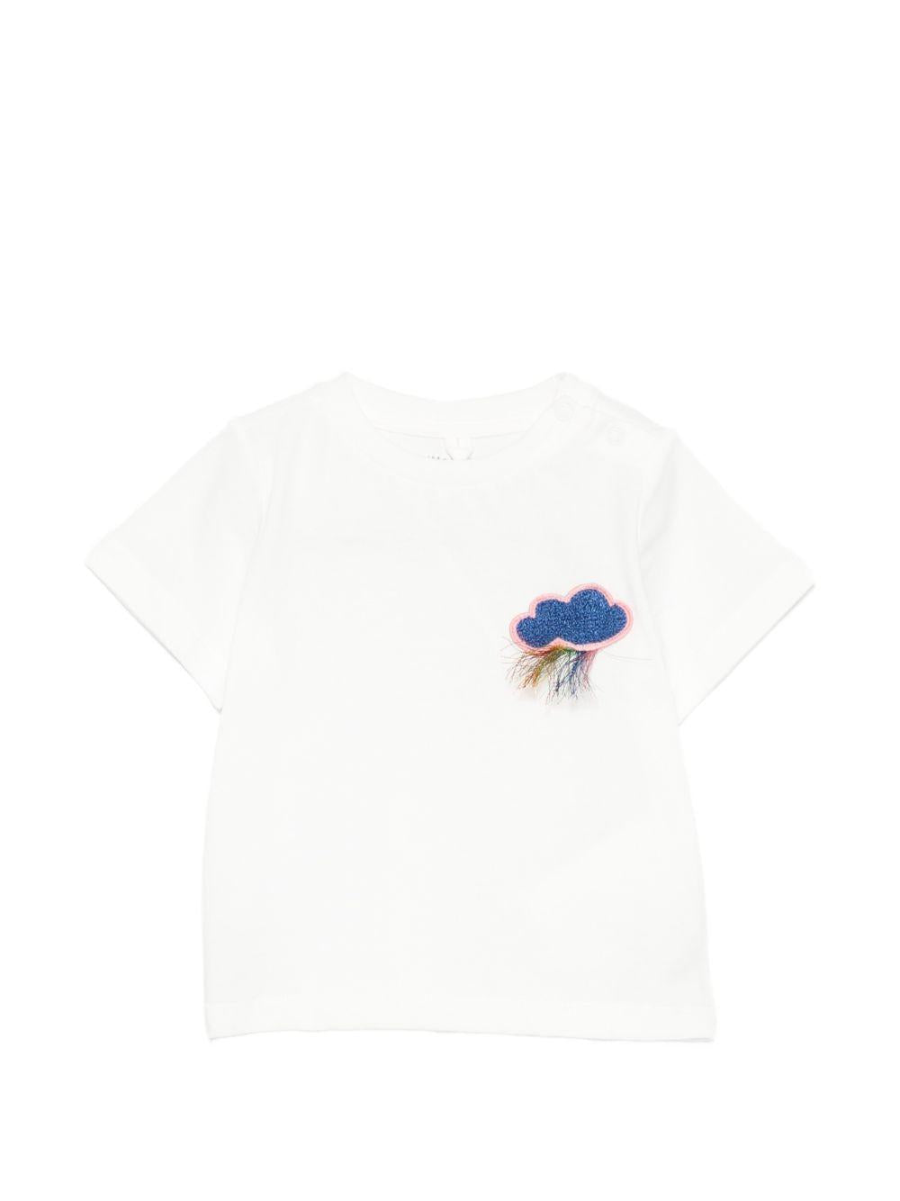 T-shirt per neonati Stella McCartney Kids bianca con dettaglio sul petto TZ8021 Z3772 101 STELLA McCARTNEY KIDS 