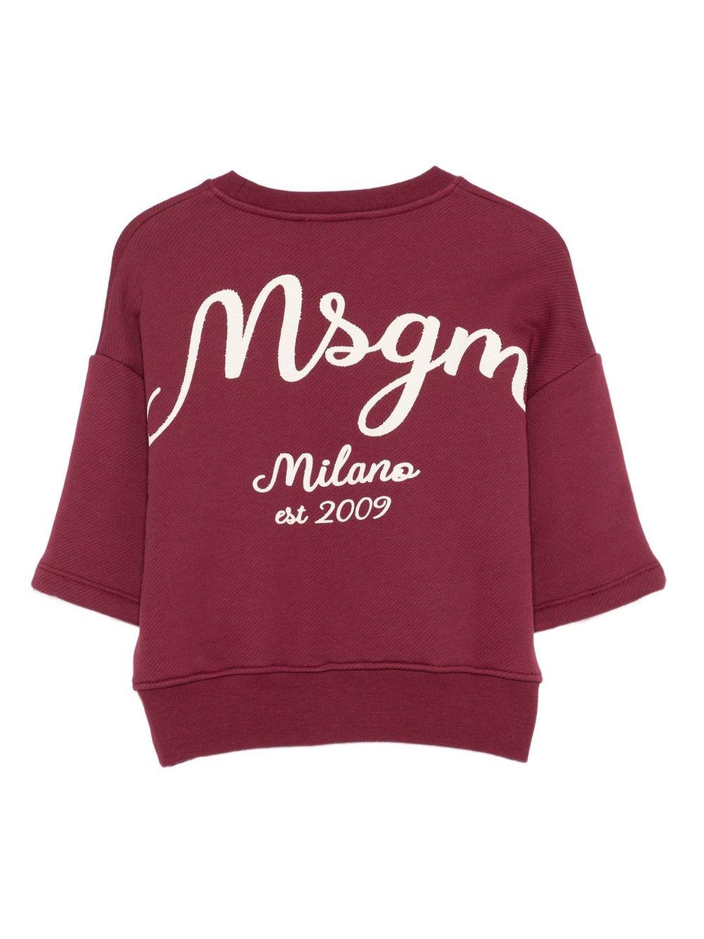 Felpa per bambina MSGM Kids bordeaux con logo ricamato F5MSJBSW258 MS034 MSGM KIDS 