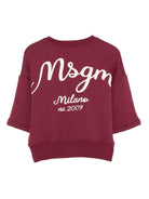Felpa per bambina MSGM Kids bordeaux con logo ricamato F5MSJBSW258 MS034 MSGM KIDS 