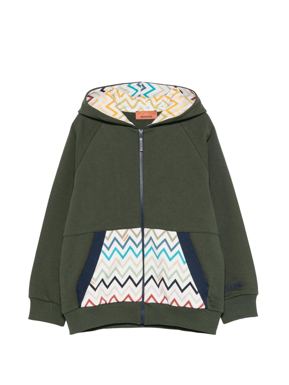 Felpa per bambino Missoni Kids verde con dettagli con motivo a zigzag MZ4H10 Z3183 70J MISSONI KIDS 