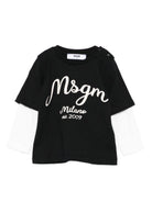 T-shirt per neonato MSGM Kids nera con stampa logo F5MSNBTH297 110 MSGM KIDS 