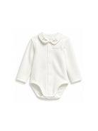 Body per neonata Petit Bateau bianco con ricamo a fiori A0EKL 03 PETIT BATEAU KIDS 