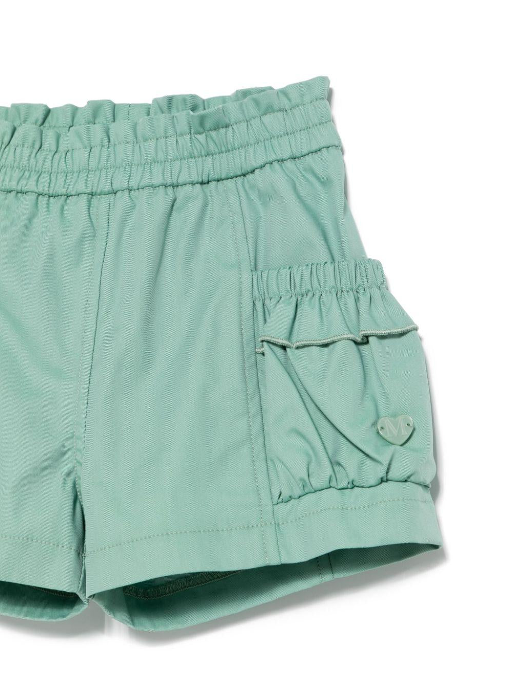 Shorts per bambina Monnalisa verde con logo e tasche laterali 37E403 5301 0024 MONNALISA 