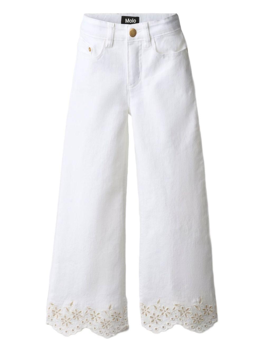 Pantaloni Ava per bambina Molo bianchi con rifinitura con occhielli 2S26I115 5636 MOLO KIDS 