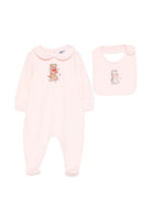 Set tutina e bavaglino per neonata Moschino Kids rosa con motivo Teddy Bear MDY01CLDA63 50209 MOSCHINO KIDS 