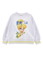 Felpa per bambina Monnalisa bianca con stampa grafica Trilli 19G619 7031 0099 MONNALISA KIDS 