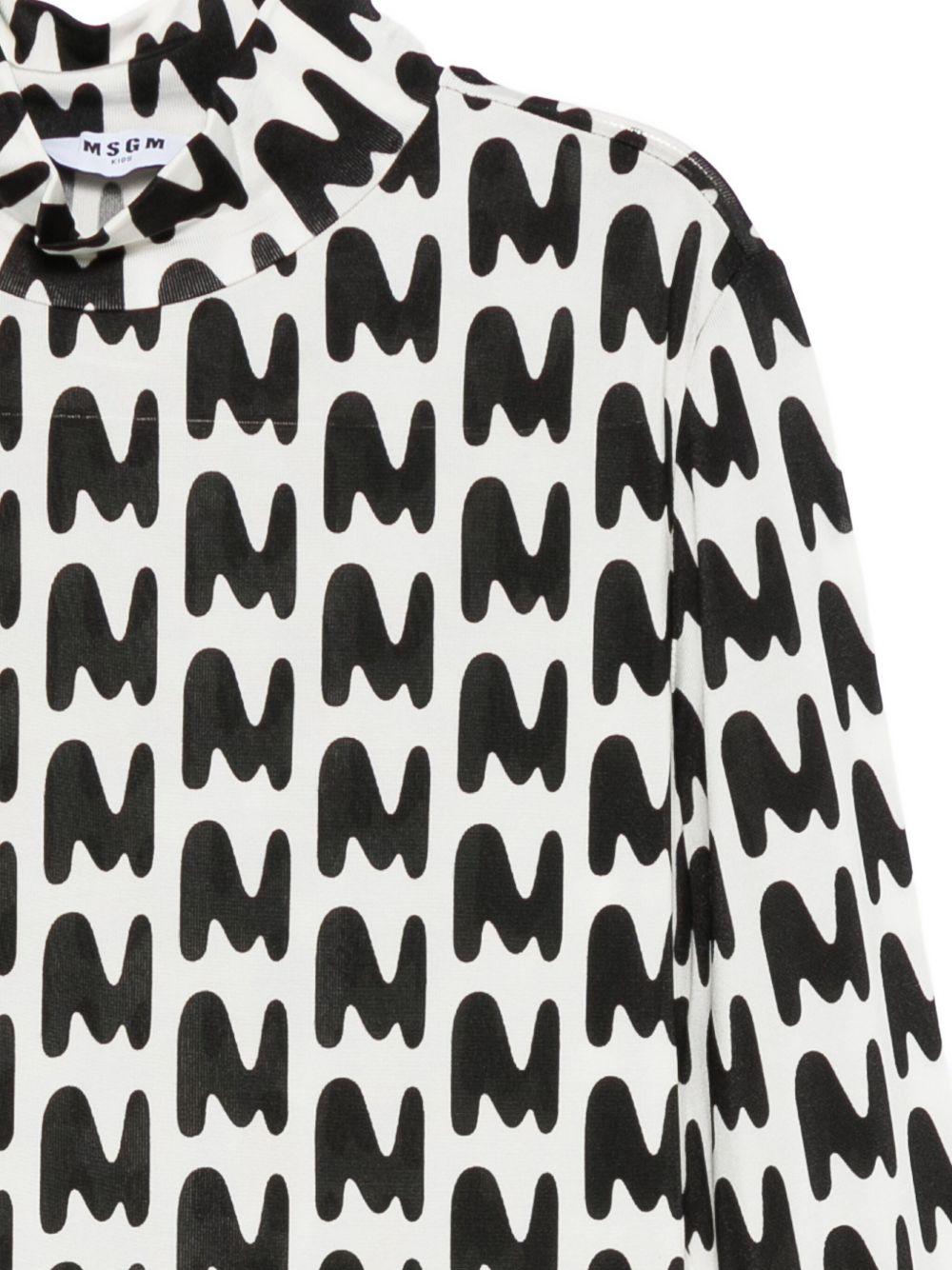 T-shirt a collo alto per bambina MSGM Kids bianca con stampa astratta F5MSJGTN260 140 MSGM KIDS 