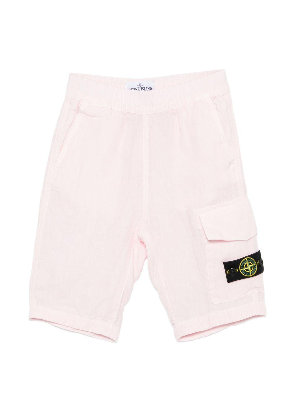Shorts per bambino Stone Island Junior rosa con applicazione con logo L1S16L100001S0145 V0080 STONE ISLAND KIDS 