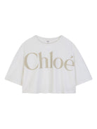 T-shirt per bambina Chloé Kids bianca con stampa logo sul davanti C20859 117 CHLOE' KIDS 