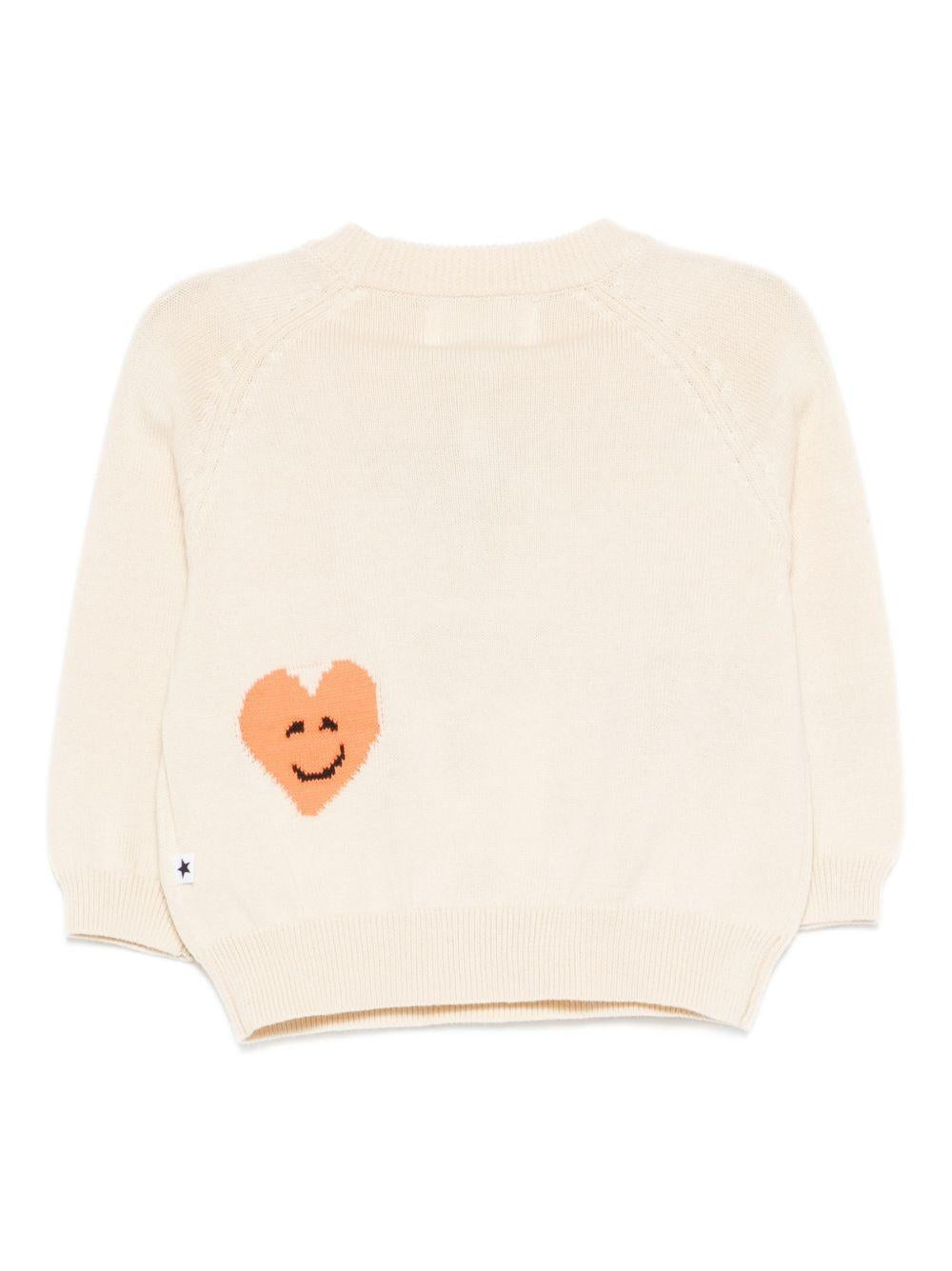 Maglione per neonata Molo bianco con ricamo cuori 6S26K201 9829 MOLO KIDS 