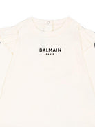 T-shirt per neonata Balmain Kids bianca con dettagli con volant BZ8010 Z3672 102NE BALMAIN KIDS 