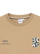T-shirt per bambino Boss Kids beige con dettaglio logo J52974 295 BOSS KIDS 