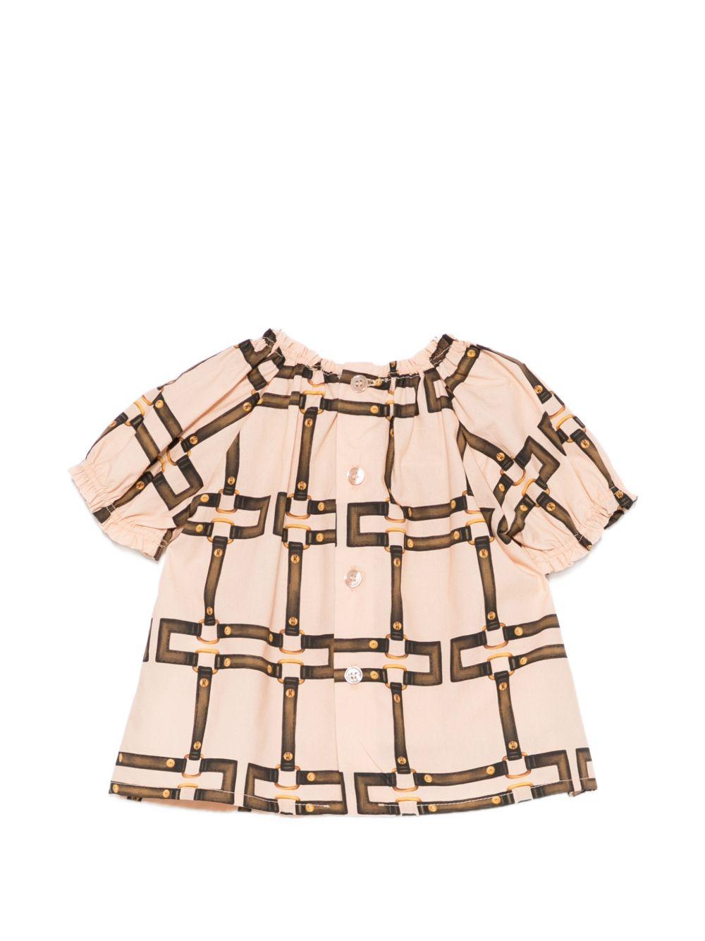 Blusa per neonata Elisabetta Franchi La Mia Bambina rosa con motivo geometrico ENCD1130CAE06 D981 ElISABETTA FRANCHI KIDS 