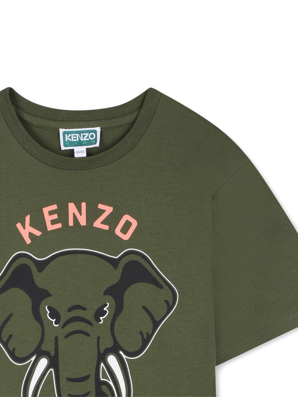 T-shirt per bambino Kenzo Kids verde con stampa sul davanti K61803 64B KENZO KIDS 