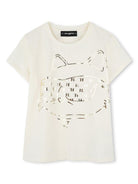 T-shirt con stampa grafica per bambina Karl Lagerfeld Kids bianco con scollo rotondo Z30447 122 KARL LAGERFELD KIDS 