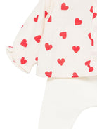 Set di t-shirt e pantaloni per neonati Petit Bateau bianco con stampa a cuori A0F34 00 PETIT BATEAU KIDS 