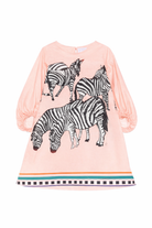 Abito per bambina Stella Jean Kids rosa con stampa grafica zebre SS26SJA608 G002 STELLA JEAN KIDS 