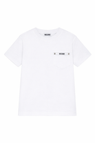 T-shirt per bambini Moschino Kids bianca con taschino sul petto HUM05MLAA01 10101 MOSCHINO KIDS 