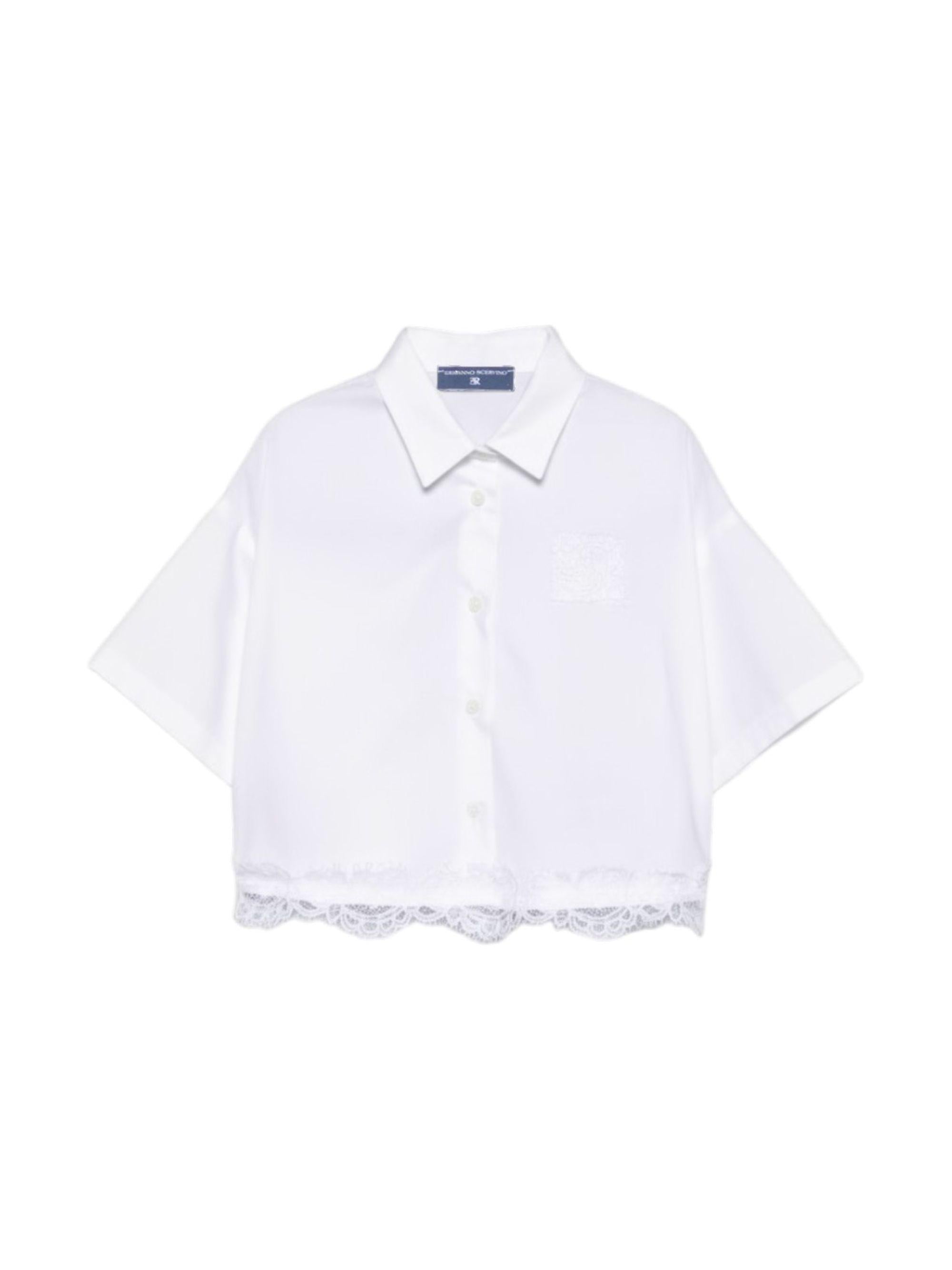 Camicia per bambina Ermanno Scervino Junior bianca con orlo svasato Z1G309 7116 0099 ERMANNO SCERVINO JUNIOR 