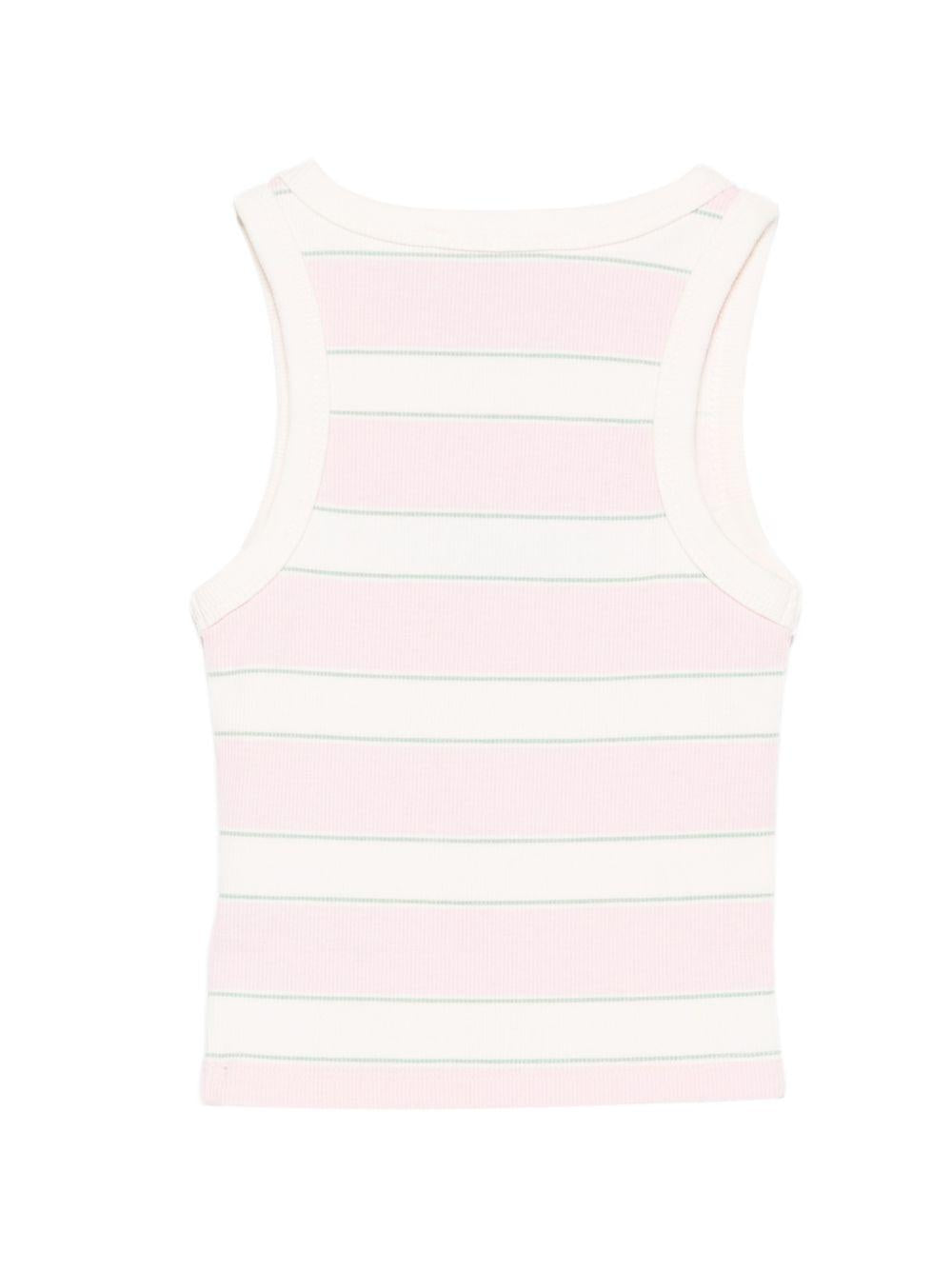 Canotta per bambina MC2 Saint Barth Kids rosa con motivo a righe BLUE002 01906L MC2 ST. BARTH KIDS 