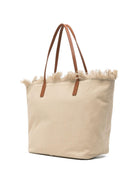 Borsa tote Mc2 Saint Barth City beige con bordo sfrangiato CBMF001 01741L MC2 ST. BARTH KIDS 