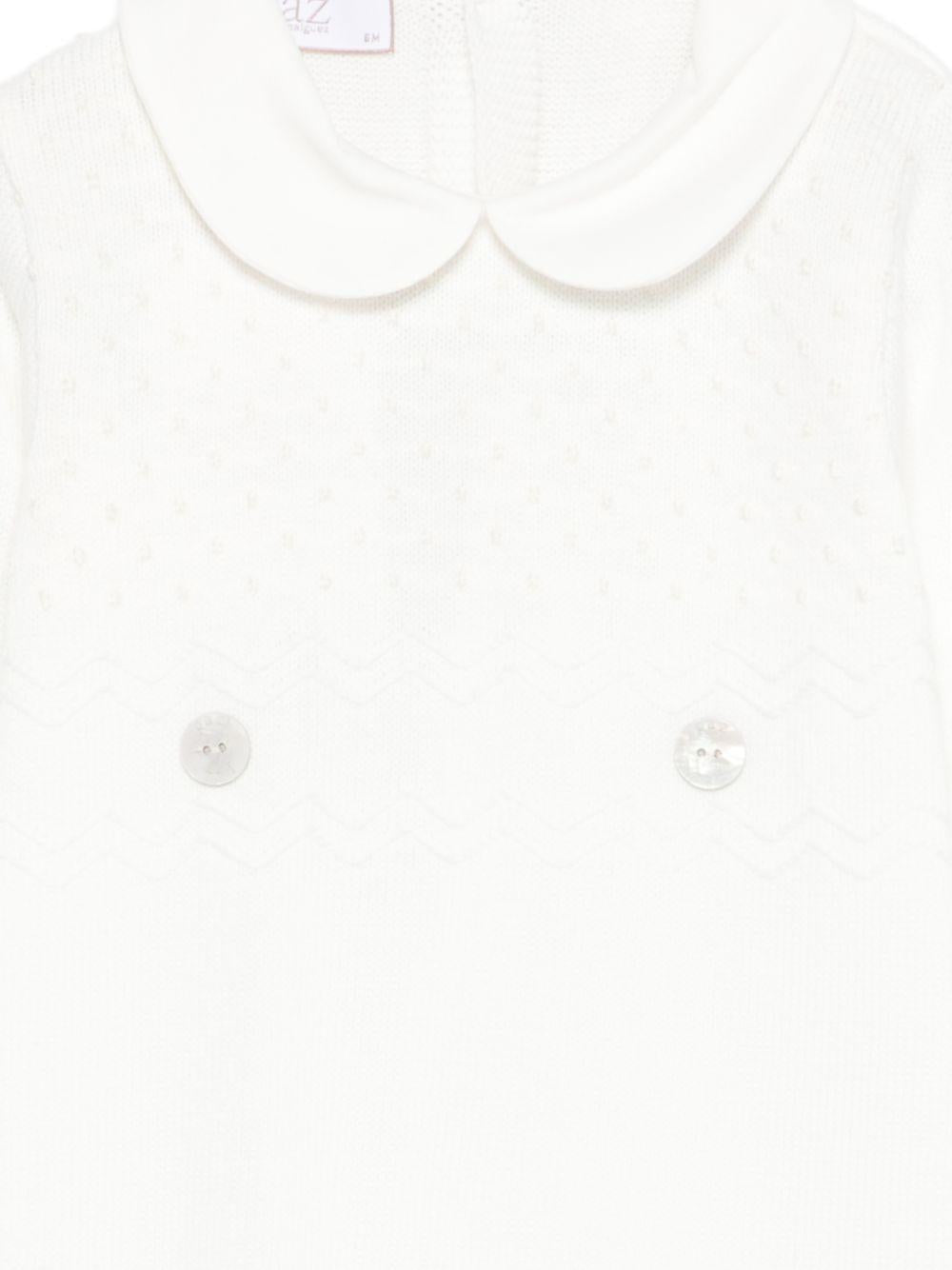 Tutina per neonati Paz Rodriguez bianca lavorata a maglia 005-123237 6062 PaZ RODRIGUEZ KIDS 