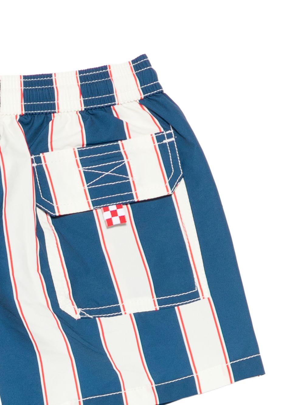 Costume da bagno Syros Jr. per bambino MC2 Saint Barth Kids bianco e blu con motivo a righe SYR0002 04058L MC2 ST. BARTH KIDS 