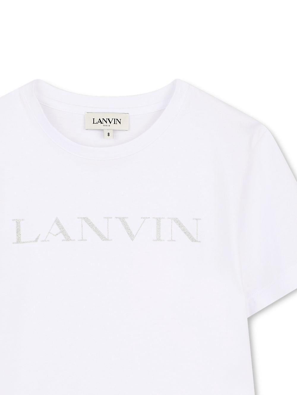 T-shirt per bambina Lanvin Enfant bianca con logo sul davanti N30335 10P LANVIN KIDS 