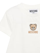 T-shirt per neonati Moschino Kids bianca con applicazione Teddy Bear MYM047LAA23 10063 MOSCHINO KIDS 