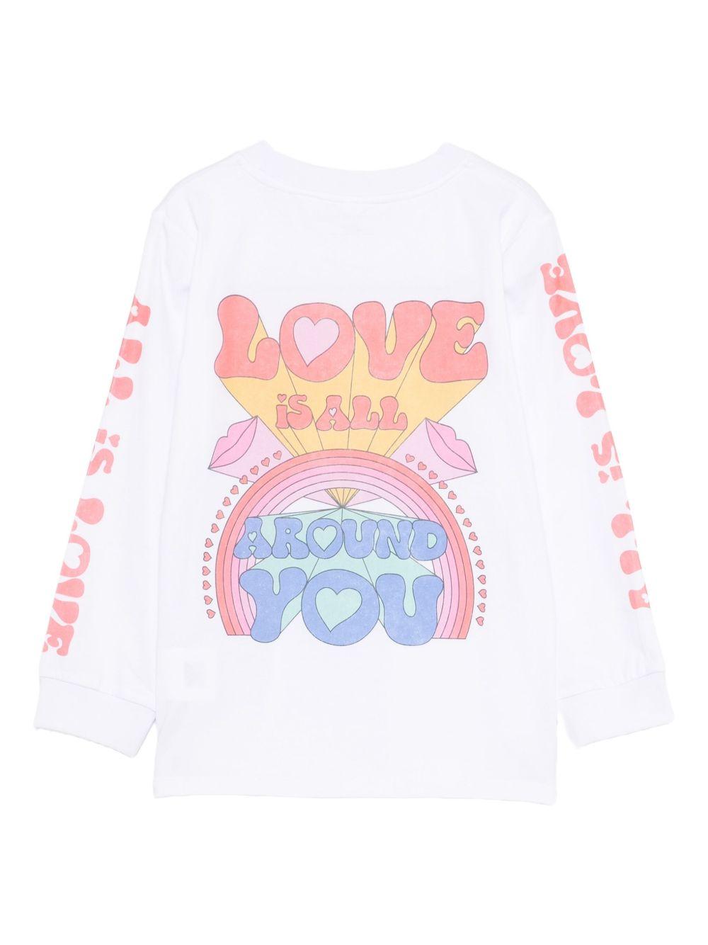 T-shirt per bambina Stella McCartney Kids bianca con stampa a cuore TX8B90 Z0434 100 STELLA McCARTNEY KIDS 