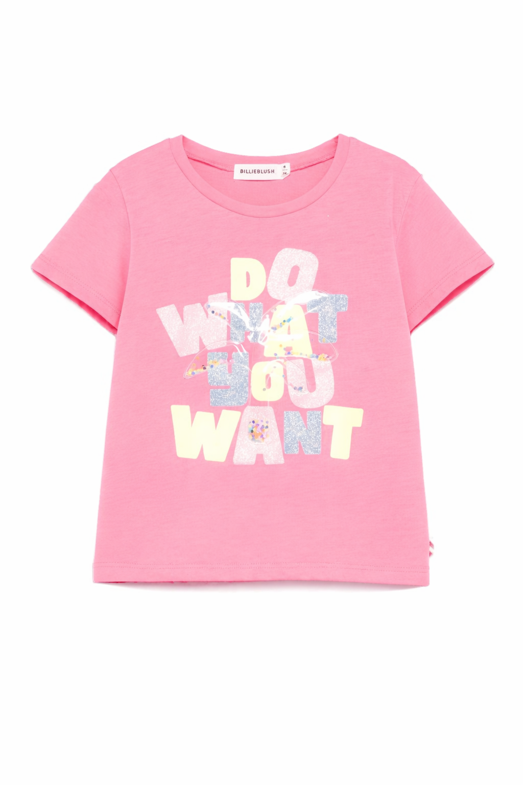 T-shirt per bambina Billieblush rosa con scritta "Do what you want" U21928 499 BILLIEBLUSH KIDS 