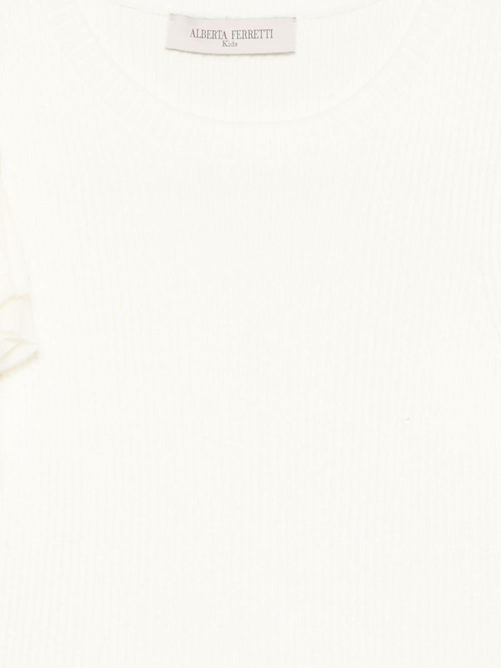 T-shirt per bambina Alberta Ferretti Kids bianca con maniche con volant R9G601 7029 0035 ALBERTA FERRETTI KIDS 