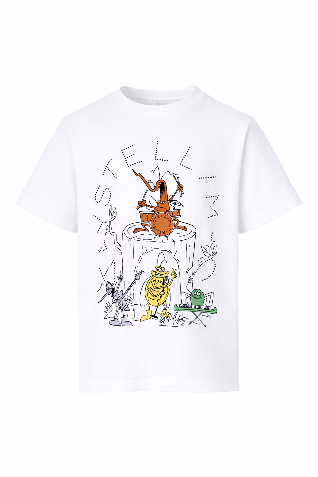 T-shirt per bambino Stella McCartney Kids bianca con stampa grafica sul davanti TY8P61 Z0434 101 STELLA McCARTNEY KIDS 