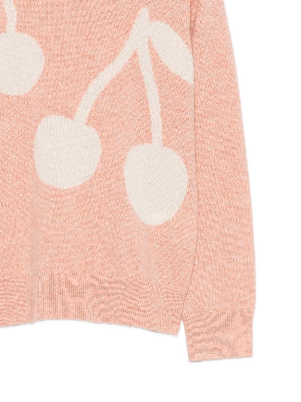 Maglione per bambina Bonpoint Kids rosa con ricamo ciliegie W06GJUK00002 025D BONPOINT KIDS 