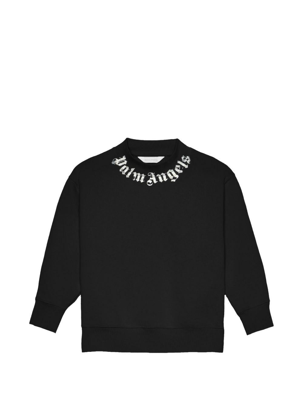 Felpa per bambino Palm Angels Kids nera con logo sul davanti PBBA012S26FLE004 110 PALM ANGELS KIDS 