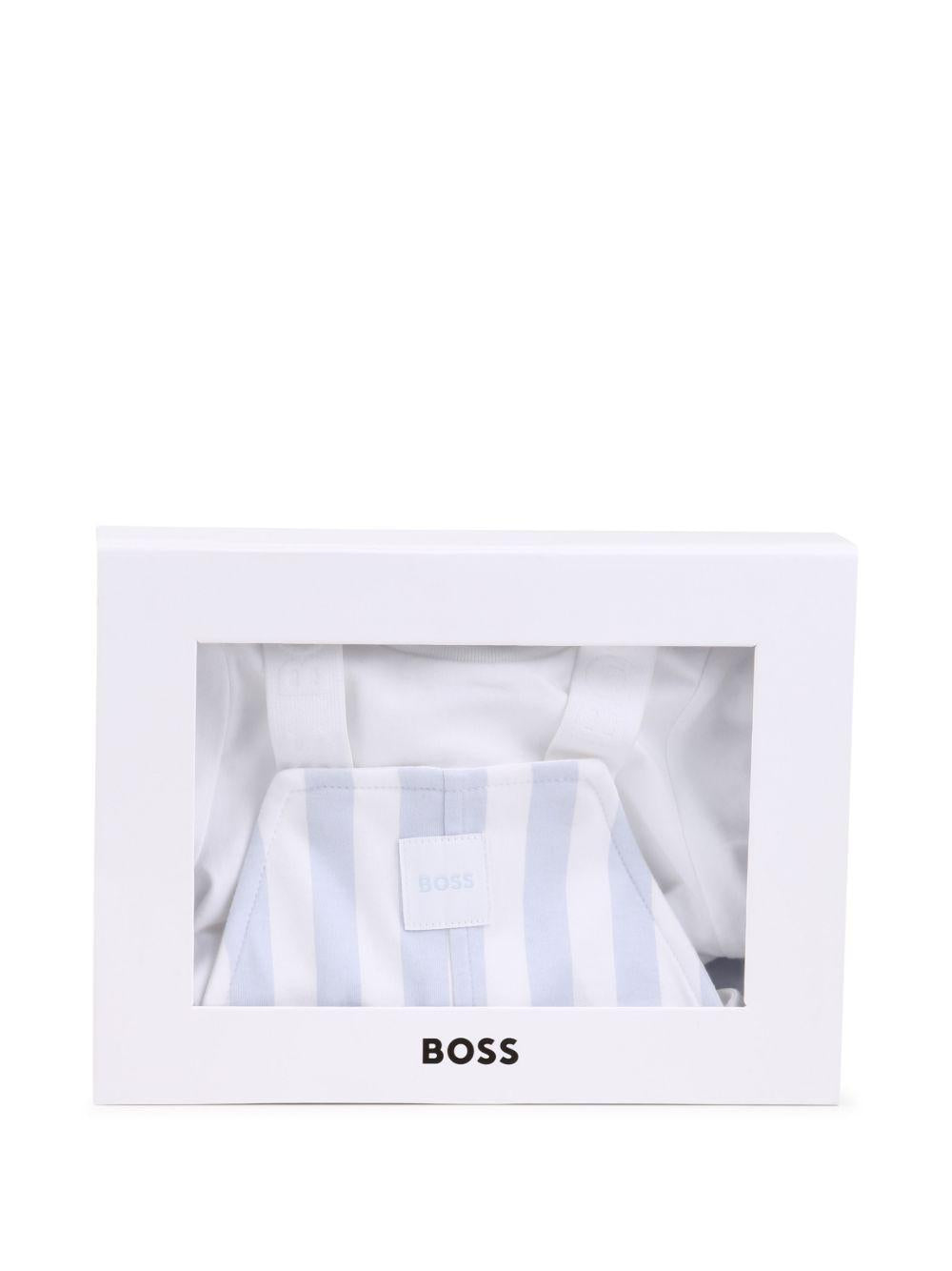 Set t-shirt e salopette per neonato Boss Kids multicolore con design a righe J53038 771 BOSS KIDS 