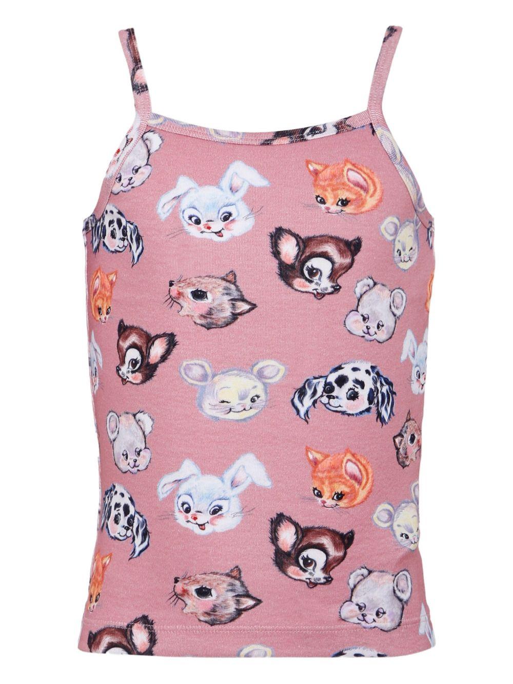 Set canotta e slip per bambina Molo rosa con stampa animali 2W25Q701 9467 MOLO 